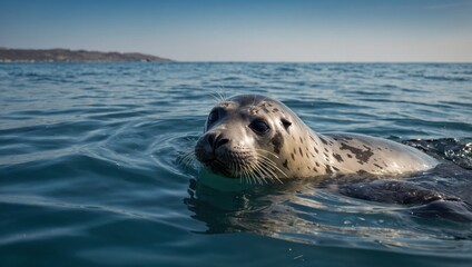 Obraz premium A seal that swims in the sea
