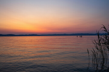 Sunset on Balaton in summer season.