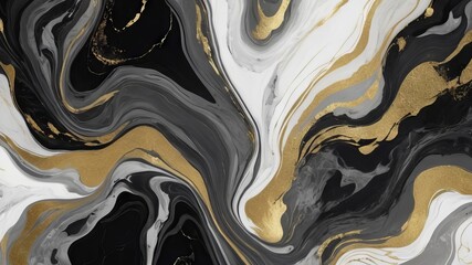 Abstract background or texture. Golden and black wave pattern. Luxury Marbleized effect.