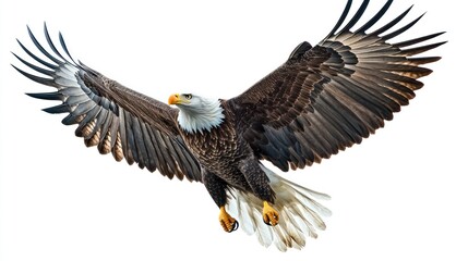 Obraz premium Bald Eagle in Flight, Wings Spread Wide