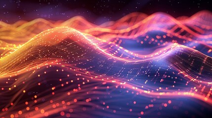 Fototapeta premium Abstract background design featuring flowing particles and wave patterns