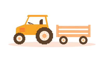 Tractor and trailer on a white background