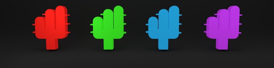 Colorful Cactus icon isolated on black background. Minimalism concept. 3D render illustration