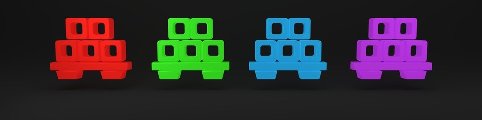 Colorful Sushi on cutting board icon isolated on black background. Asian food sushi on wooden board. Minimalism concept. 3D render illustration