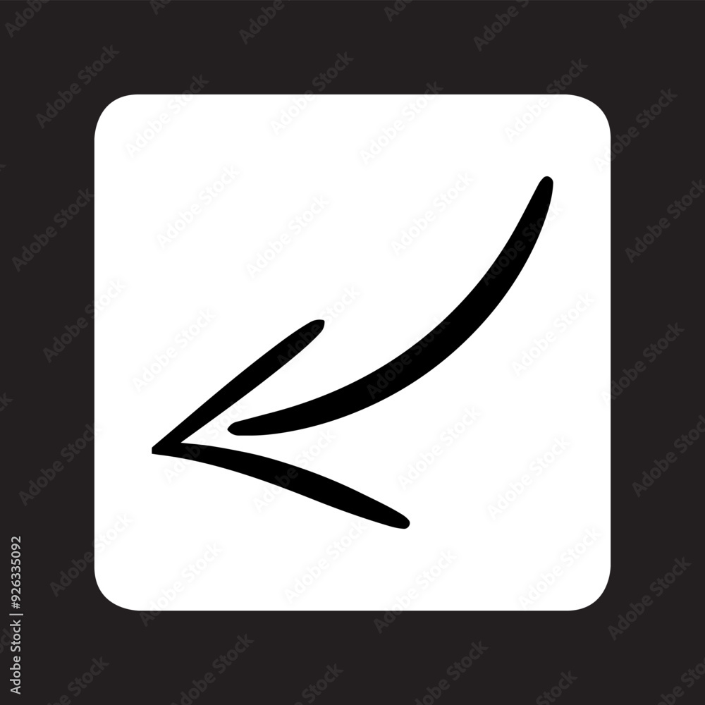 Poster curved arrow icon vector. arrow pointer logo design. arrow left vector icon illustration in square i