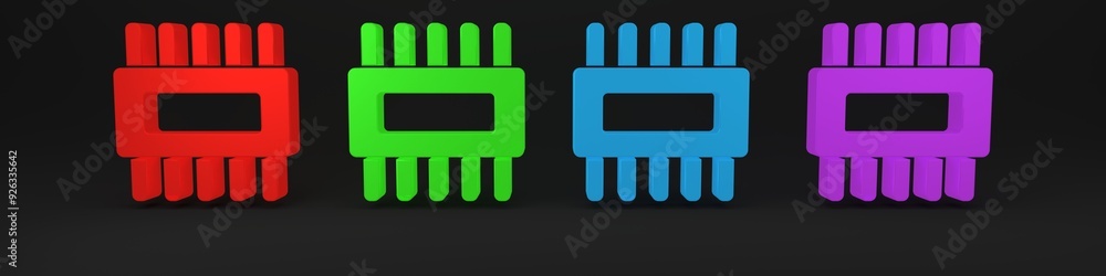Aufkleber colorful computer processor with microcircuits cpu icon isolated on black background. chip or cpu wi