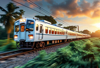 Obraz premium The train is moving on the tracks