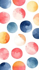 Watercolor Abstract Circles with White Specks
