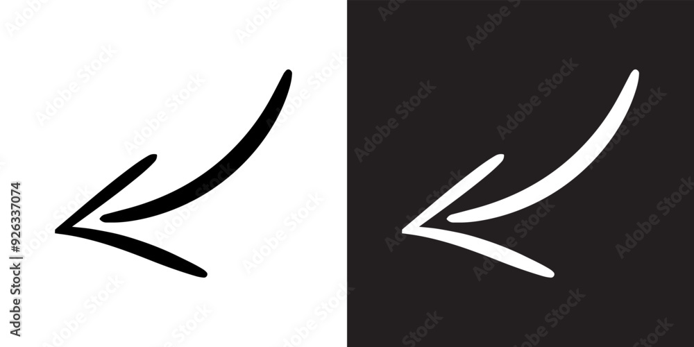 Poster curved arrow icon vector. arrow pointer icon sign symbol in trendy flat style. arrow left vector ico