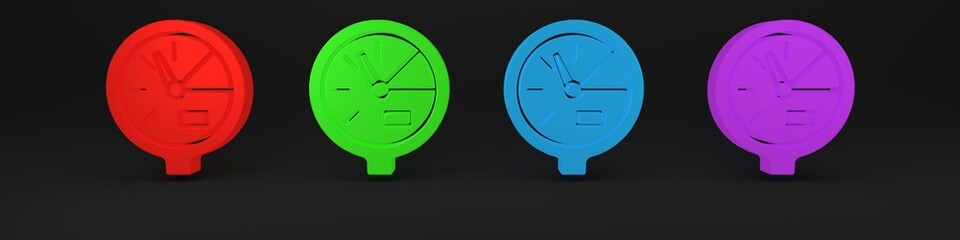 Colorful Water meter icon isolated on black background. Minimalism concept. 3D render illustration