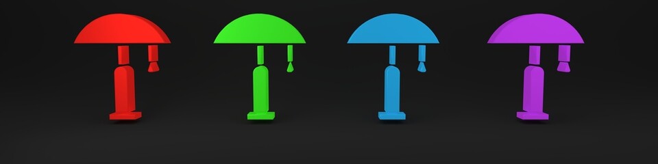 Colorful Table lamp icon isolated on black background. Minimalism concept. 3D render illustration