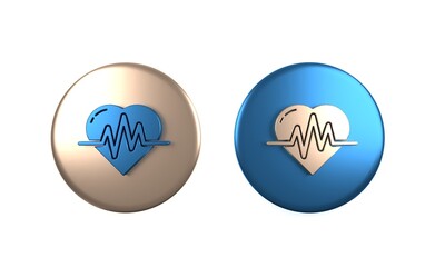 Colorful Heart rate icon isolated on white background. Heartbeat sign. Heart pulse icon. Cardiogram icon. Circle button. 3D render illustration