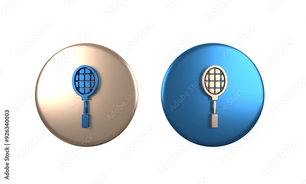 Canvas Prints colorful tennis racket icon isolated on white background. sport equipment. circle button. 3d render 