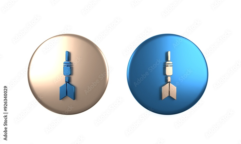 Poster colorful dart arrow icon isolated on white background. circle button. 3d render illustration