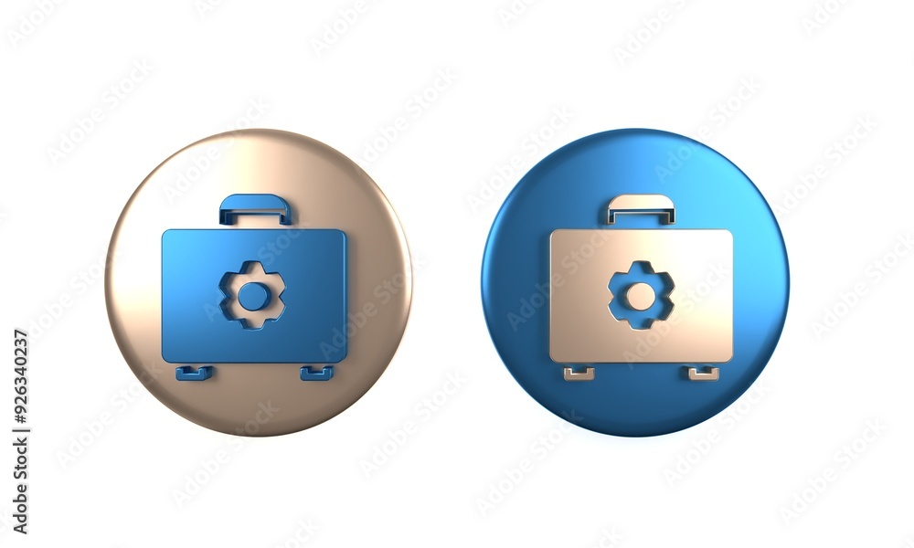 Poster colorful toolbox icon isolated on white background. tool box sign. circle button. 3d render illustra