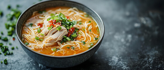 chicken noodle soup bowl food presentation dish first-course menu homemade soup recipe