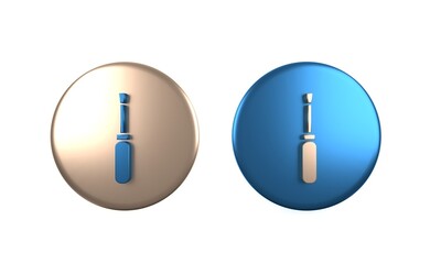 Colorful Screwdriver icon isolated on white background. Service tool symbol. Circle button. 3D render illustration