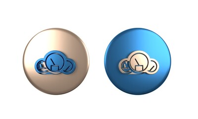 Colorful Speedometer icon isolated on white background. Circle button. 3D render illustration