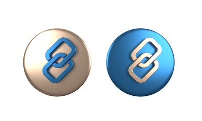Colorful Chain link icon isolated on white background. Link single. Hyperlink chain symbol. Circle button. 3D render illustration