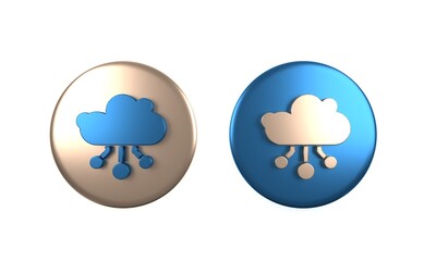 Obraz premium Colorful Internet of things icon isolated on white background. Cloud computing design concept. Digital network connection. Circle button. 3D render illustration