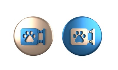 Colorful Veterinary clinic symbol icon isolated on white background. Cross hospital sign. A stylized paw print dog or cat. Pet First Aid sign. Circle button. 3D render illustration