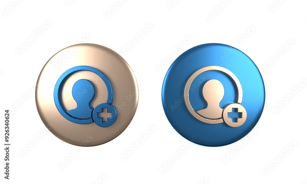 Poster colorful create account screen icon isolated on white background. circle button. 3d render illustrat