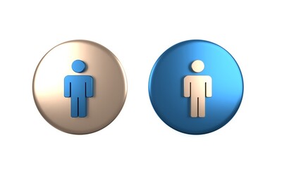 Colorful User of man icon isolated on white background. Business avatar symbol user profile icon. Male user sign. Circle button. 3D render illustration
