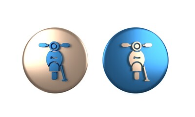 Colorful Scooter icon isolated on white background. Circle button. 3D render illustration