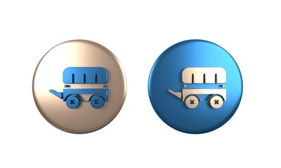 Colorful Wild west covered wagon icon isolated on white background. Circle button. 3D render illustration