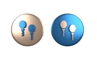 Colorful Balloons with ribbons icon isolated on white background. Circle button. 3D render illustration