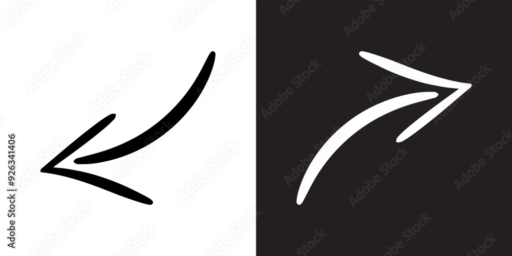 Poster curved arrow icon vector. arrow pointer icon sign symbol in trendy flat style. arrow left right vect