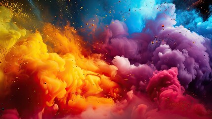 Explosive Burst of Rainbow Colors in Abstract Art