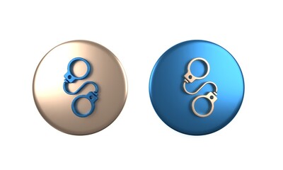 Colorful Handcuffs icon isolated on white background. Circle button. 3D render illustration