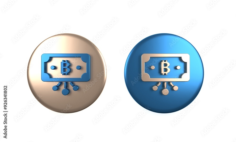 Aufkleber colorful cryptocurrency bitcoin in circle with microchip circuit icon isolated on white background. 