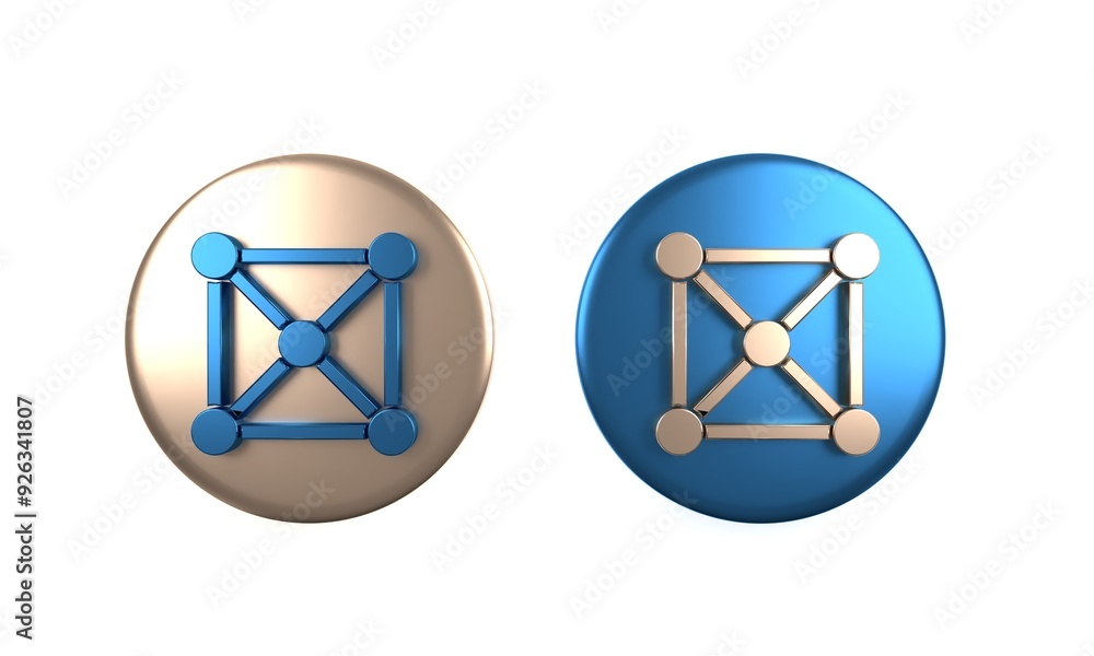 Poster colorful blockchain technology icon isolated on white background. cryptocurrency data. abstract geom