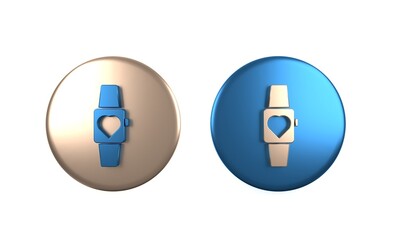 Colorful Smartwatch icon isolated on white background. Circle button. 3D render illustration