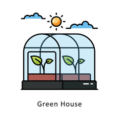 Green House vector filled outline Design illustration. Symbol on White background EPS 10 File