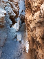 Caves in the Risco de las Cuevas, Perales de Tajuña, Spain, ancient dwellings and storage spaces from the Roman and Medieval periods carved into the earth