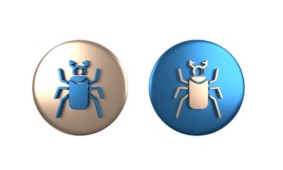Colorful Beetle bug icon isolated on white background. Circle button. 3D render illustration