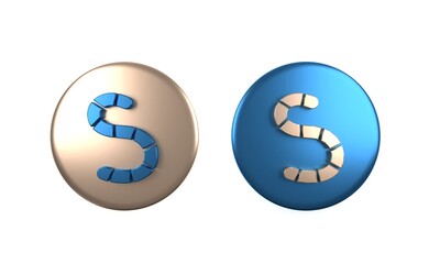 Colorful Worm icon isolated on white background. Fishing tackle. Circle button. 3D render illustration