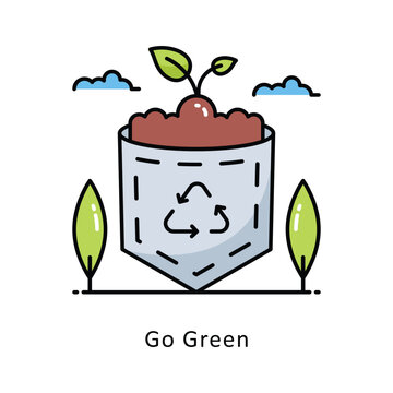 Go Green vector filled outline Design illustration. Symbol on White background EPS 10 File