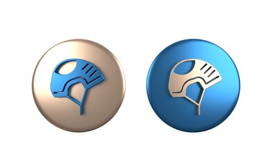 Colorful Helmet icon isolated on white background. Extreme sport. Sport equipment. Circle button. 3D render illustration