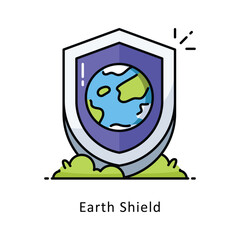 Earth Shield vector filled outline Design illustration. Symbol on White background EPS 10 File