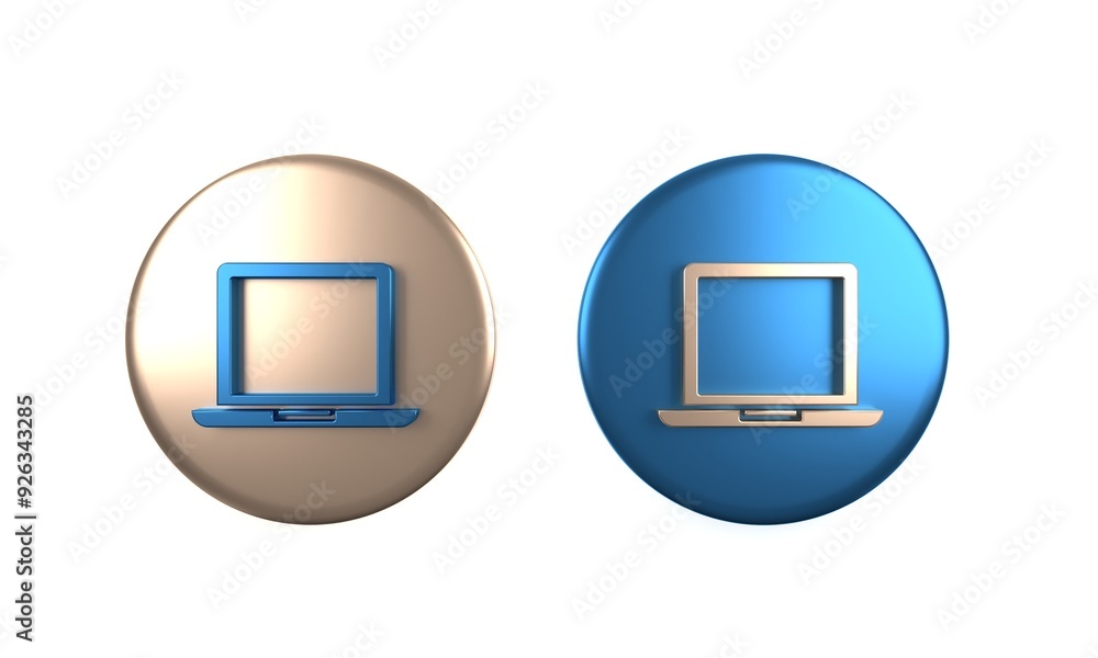 Poster colorful laptop icon isolated on white background. computer notebook with empty screen sign. circle 