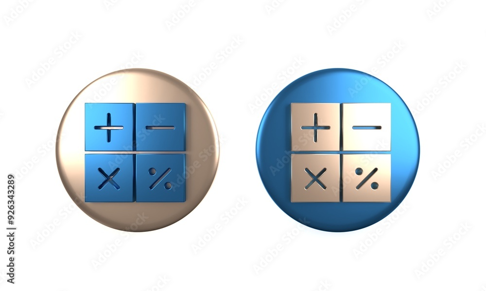 Canvas Prints Colorful Calculator icon isolated on white background. Accounting symbol. Business calculations mathematics education and finance. Circle button. 3D render illustration