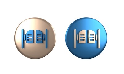 Colorful Old western swinging saloon door icon isolated on white background. Circle button. 3D render illustration