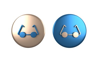 Fototapeta premium Colorful Glasses icon isolated on white background. Eyeglass frame symbol. Circle button. 3D render illustration