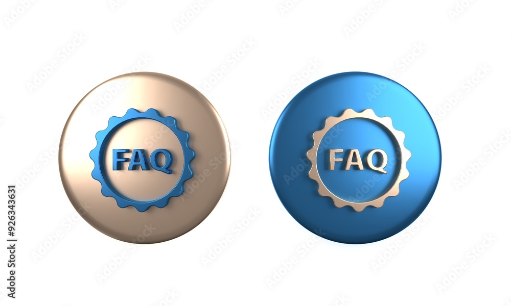 Poster colorful label with text faq information icon isolated on white background. circle button with text 