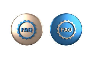 Colorful Label with text FAQ information icon isolated on white background. Circle button with text FAQ. Circle button. 3D render illustration