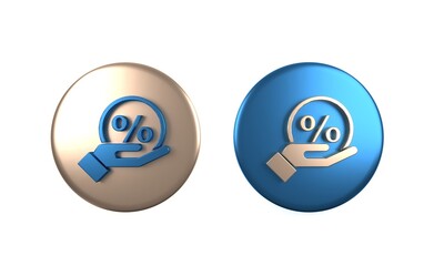 Colorful Discount percent tag icon isolated on white background. Shopping tag sign. Special offer sign. Discount coupons symbol. Circle button. 3D render illustration